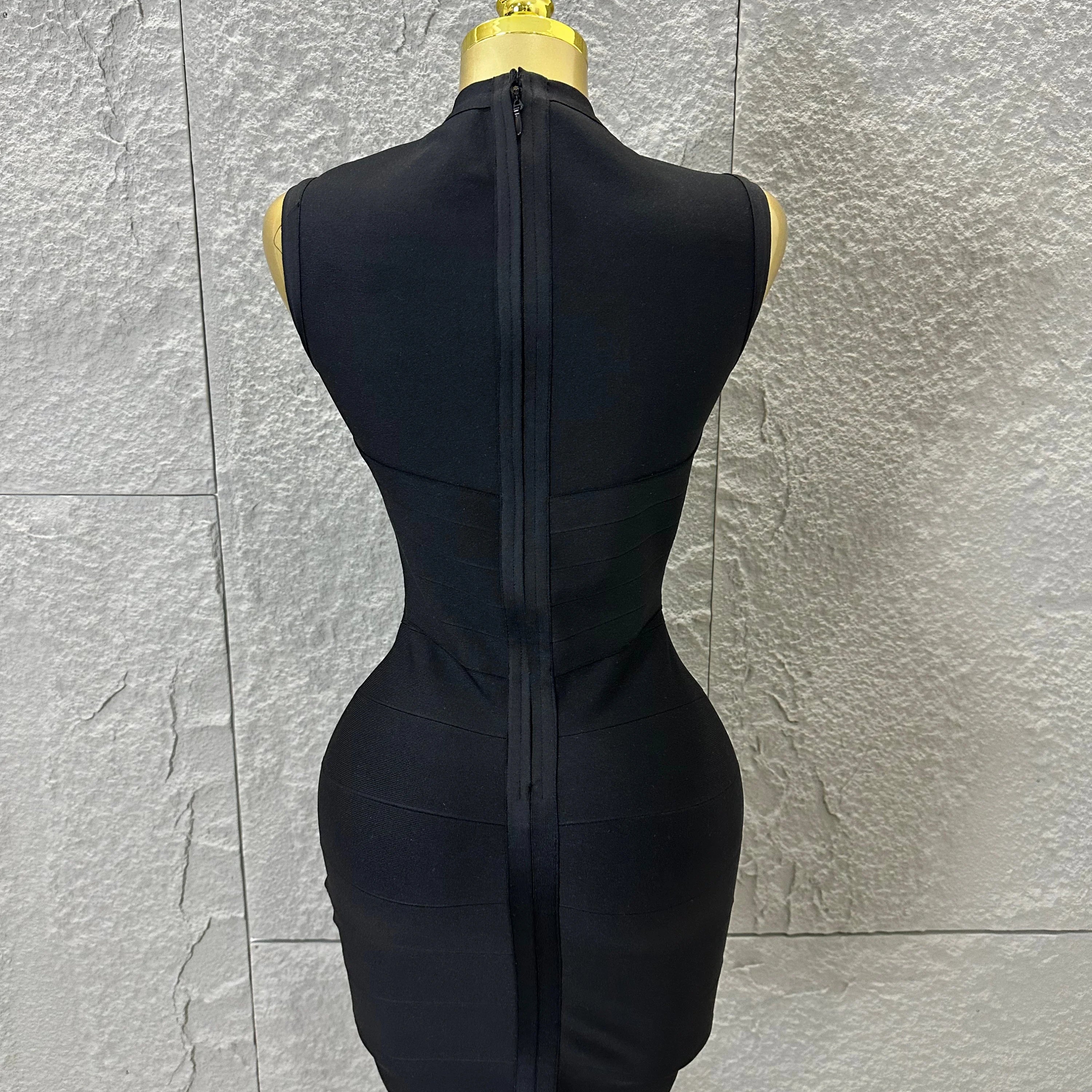 Sexy Sleeveless Keyhole Cutout Bandage Form-Fitting Outfit Evening Gala Party Fashion Celebrate Birthday Party Dress Vestido