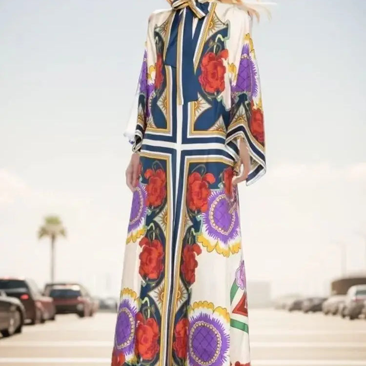 ZARATRAFnew summer women's silk texture printed trousers suit shirt bat shirt + positioning printed high waist trousers