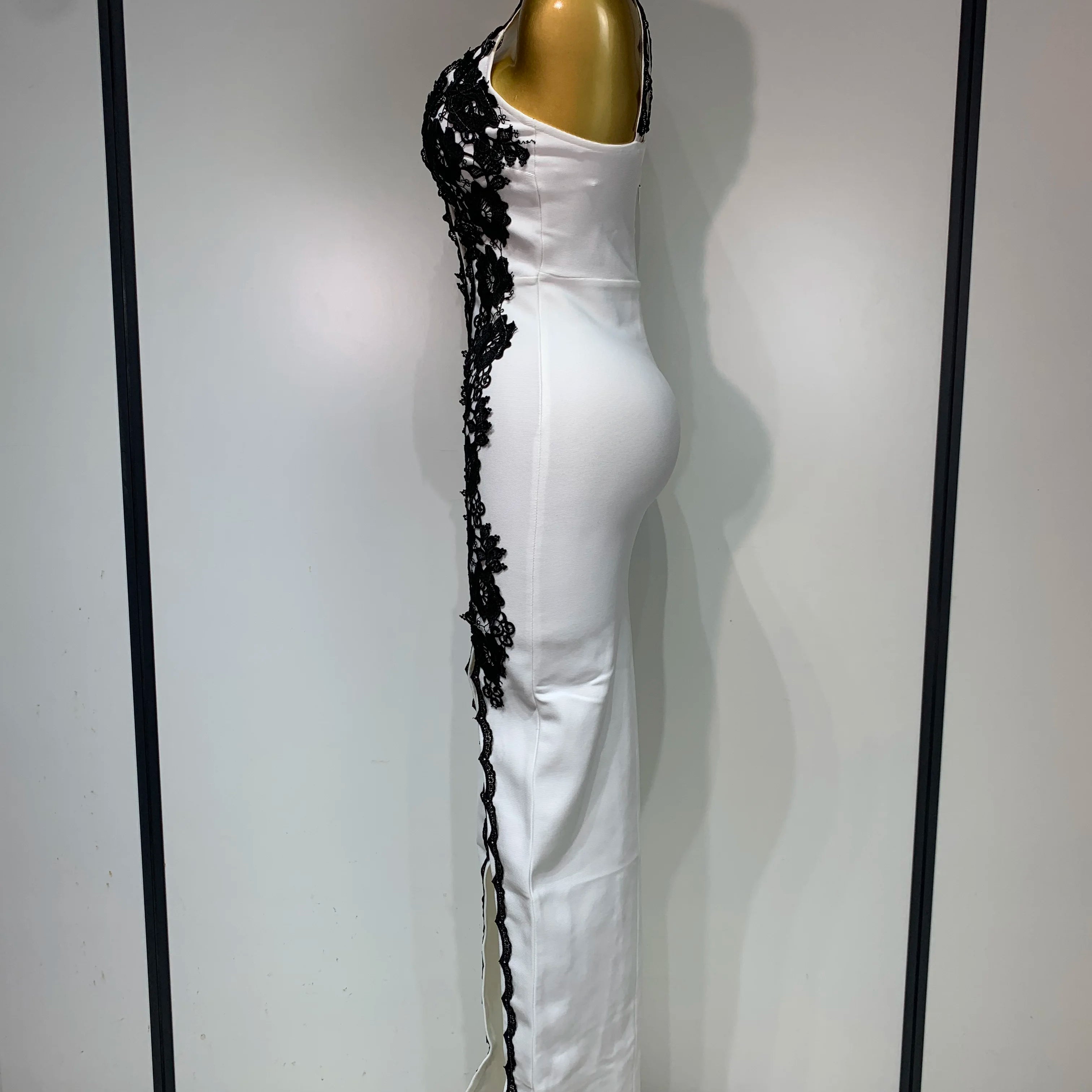 Women New Designer Black Lace Bodycon Bandage Dress Luxury Birthday Party Dresses Elegant Long Celebrity Evening Prom Gowns