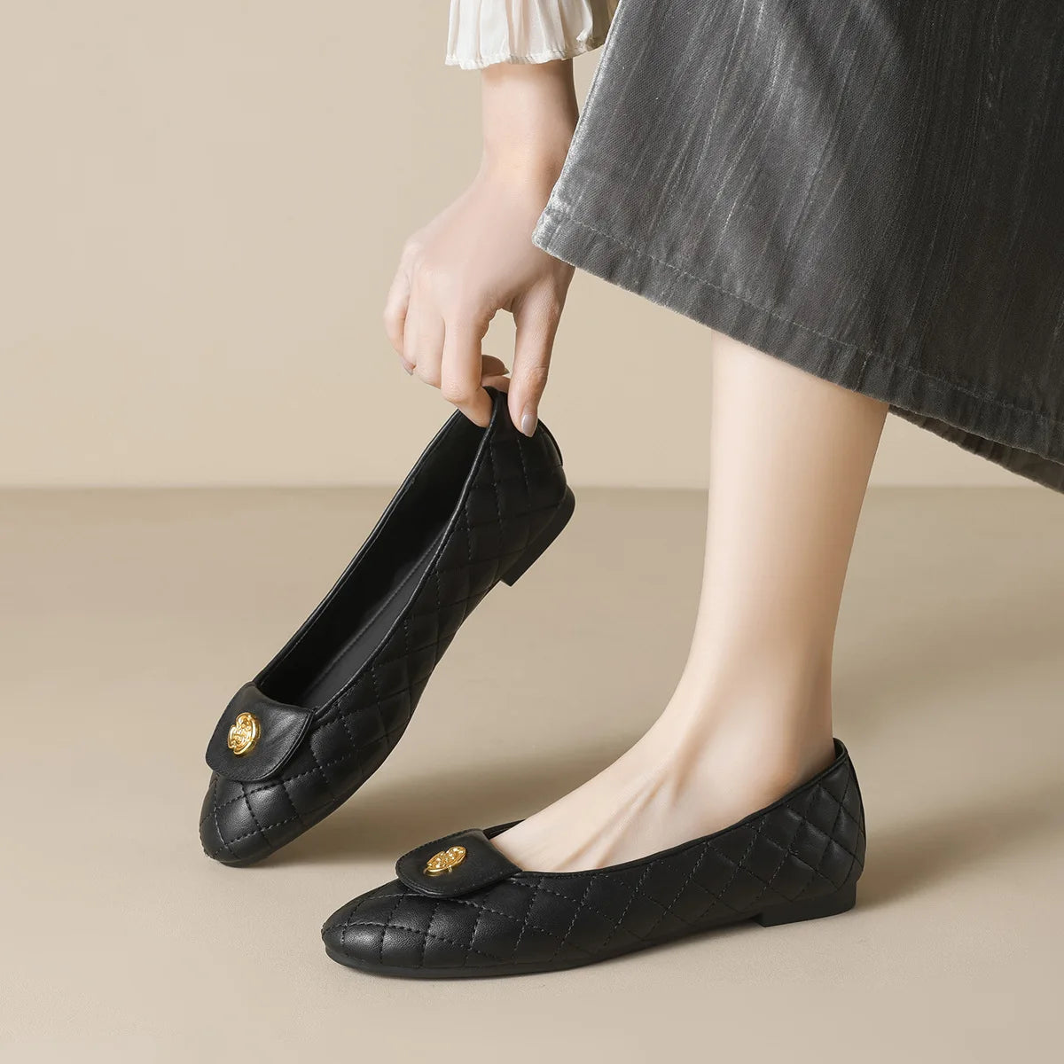 New spring women's outdoor shoes Round toe design Black Mary Jane shoes Ladies casual flat shoes Work shoes Boat shoes 41-43