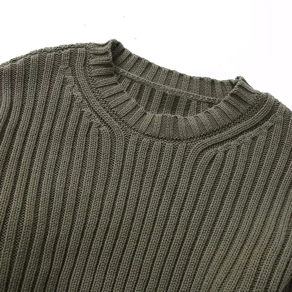 UNIZERA2024 Autumn and Winter New Women's Long Sleeve Round Neck Casual Sweater with Hole Decoration Short Knit