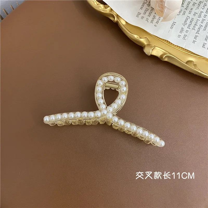 Elegant Big Pearl Hair Claws Clips for Women Big Size Acrylic Hair Clips Hairpins Hair Crab Barrettes Hair Accessories for Women 6