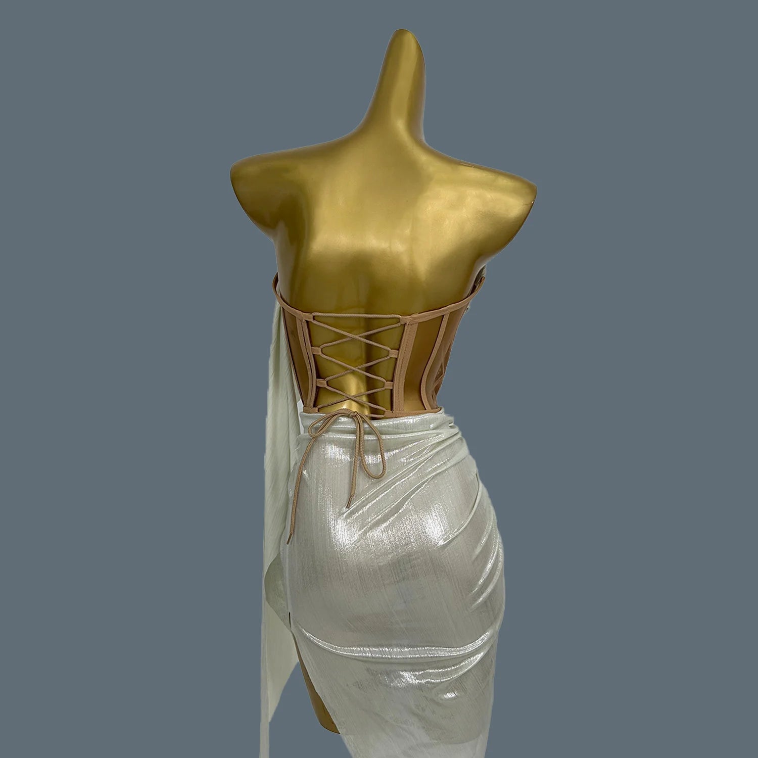 New Hot Design Nightclub Prom Strapless Bandage Top Mini Skirt Set Girls Party Wear Stage Performance Dress for Women Xiongzhong