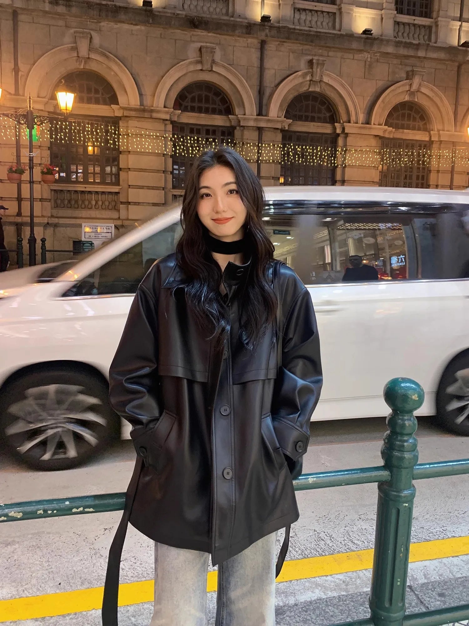 Lautaro Spring Autumn Black Soft Pu Leather Jacket Women Sashes Stand Collar Long Sleeve Elegant Luxury High Quality Clothing