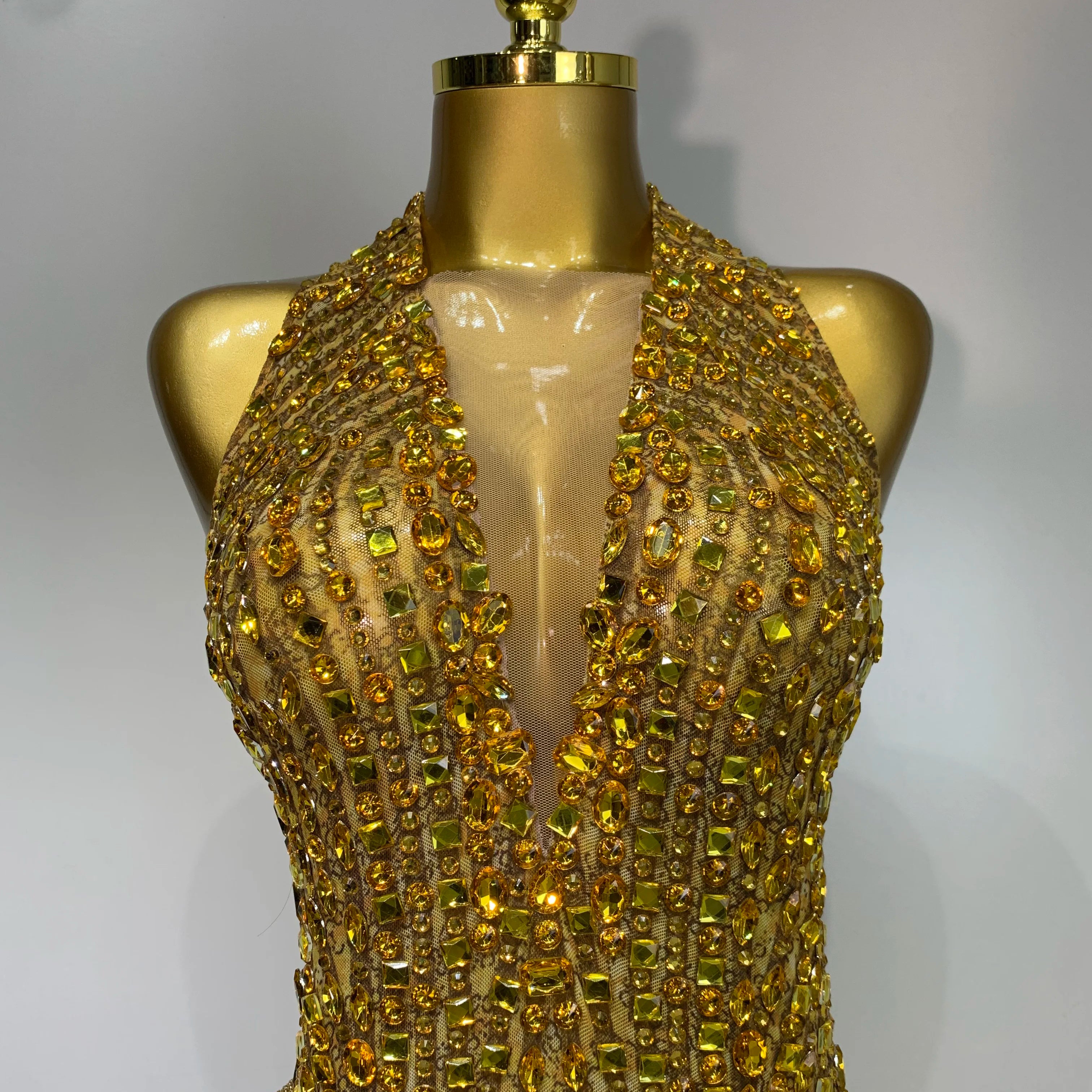 Women Sexy See Through Stretch Bodysuits Birthday Dancer Performance Wear Mesh Luxury Rhinestone Nightclub Hotwife Outfit