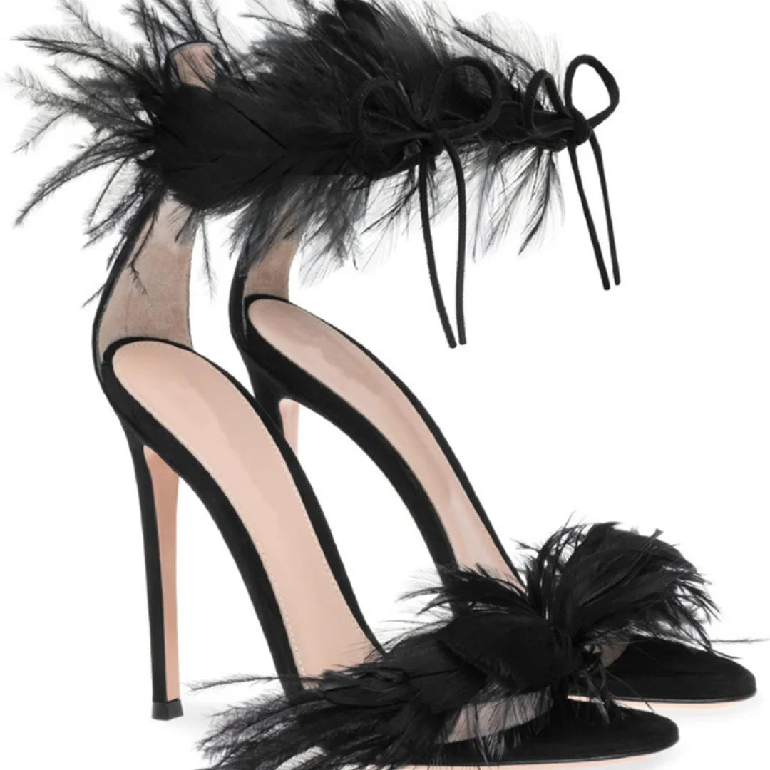 Summer White Sandals Lace Up Shallow Open Toe Banquet Strappy Solid Color Hollow Stiletto High Heel Cover Heel New Arrival Shoes 9.5CM