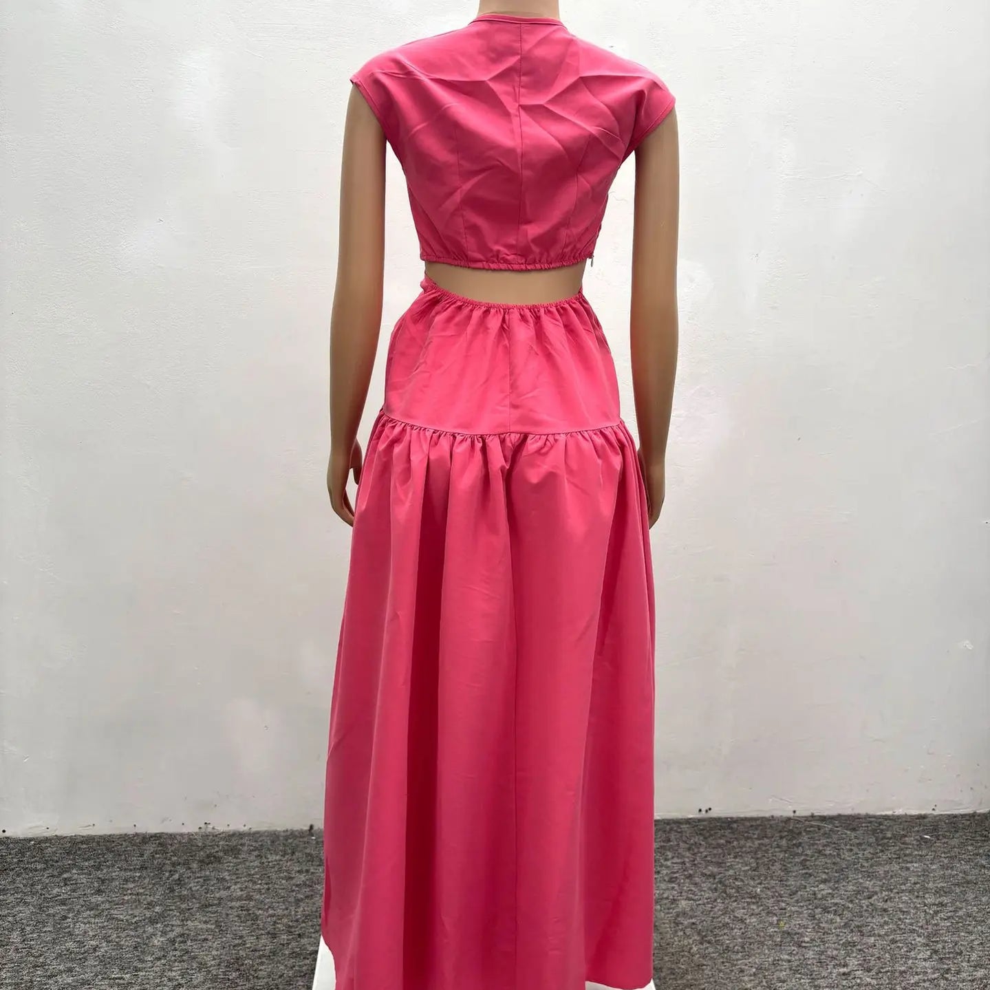 CM.YAYA Women Short Sleeve Tie Up Open Waist Deep V-neck Maxi Long Dress 2025 Summer Sexy Club Party Even Beach Vestidos Dresses