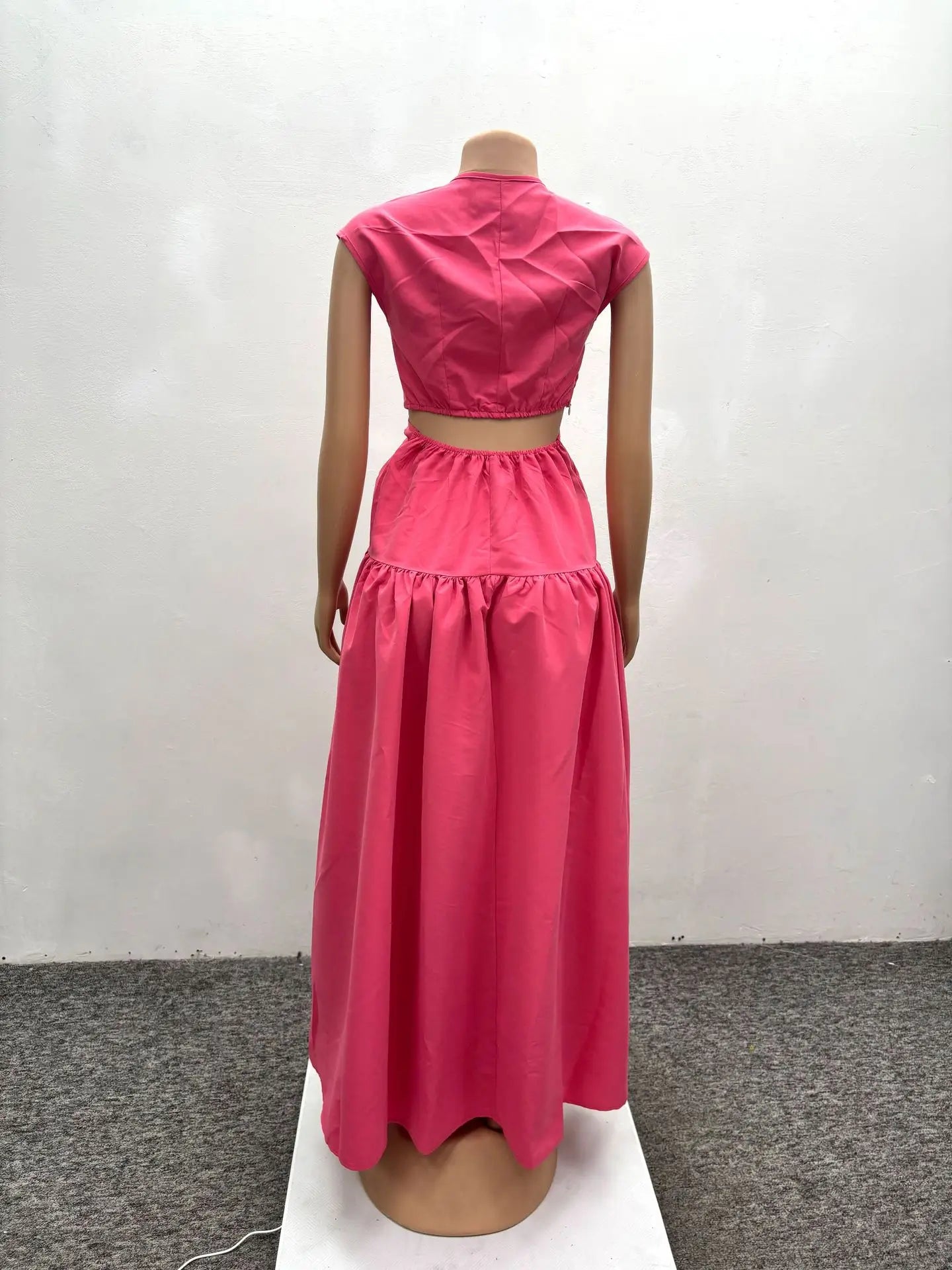 CM.YAYA Women Short Sleeve Tie Up Open Waist Deep V-neck Maxi Long Dress 2025 Summer Sexy Club Party Even Beach Vestidos Dresses