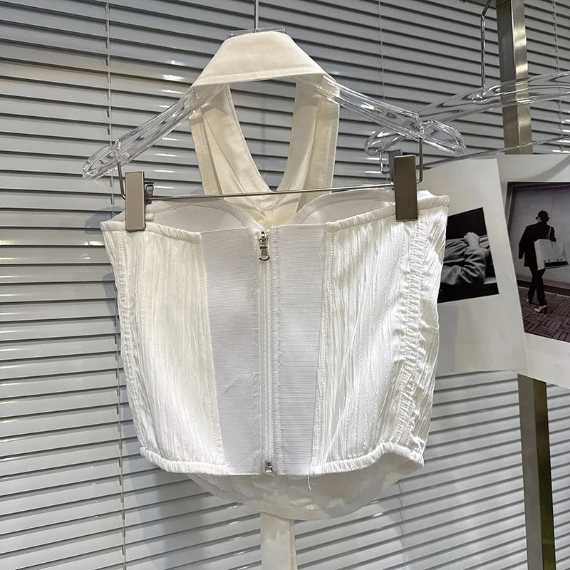 Winter New Sweet Fashion Halter Neck Bowknot Fishbone Chest Pad Tank Top For Women Backless Vest Female 11A07603