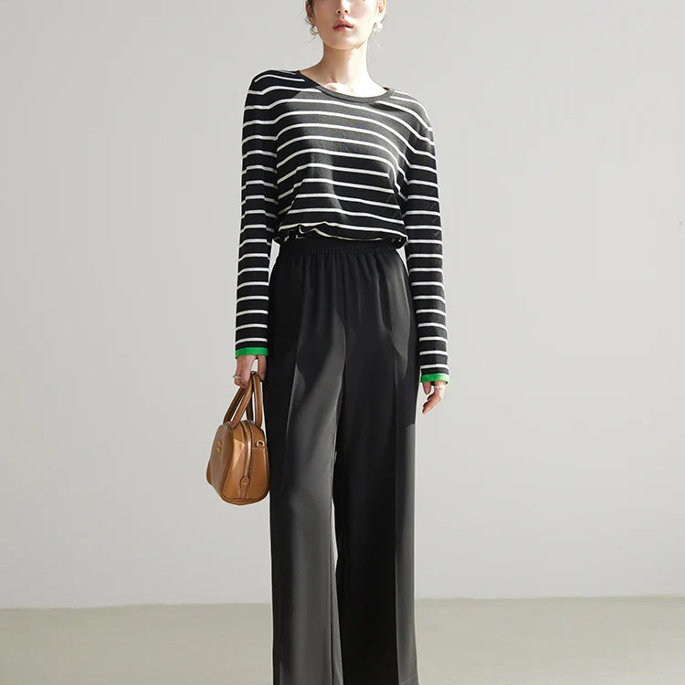 DUSHU Simple Commuting Style Versatile Straight Casual Pants for Women's Spring New High Waisted Long Trousers Female