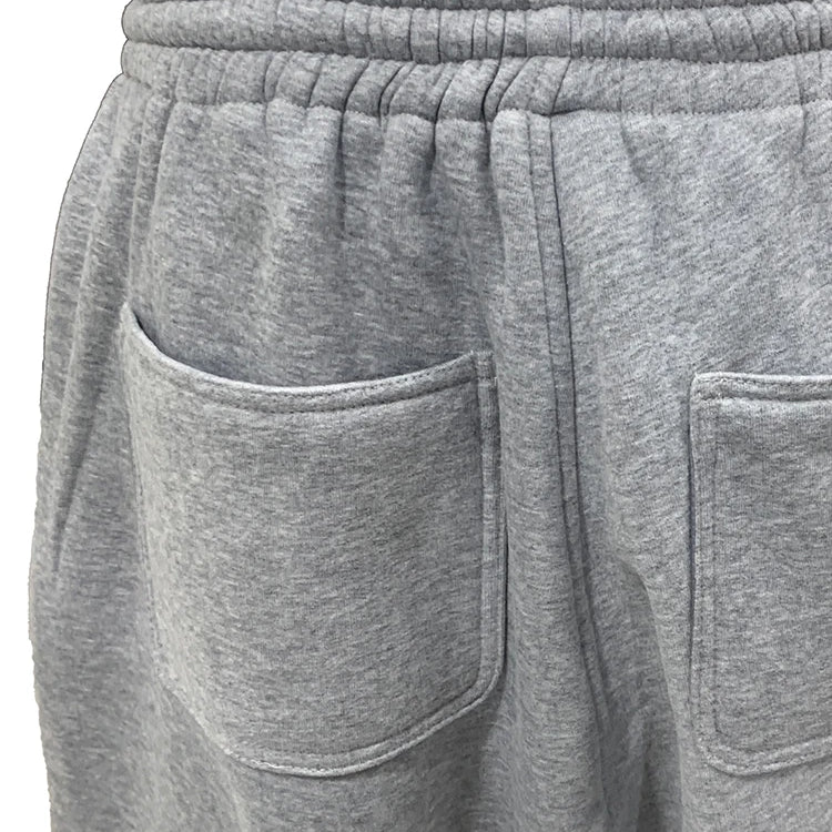Lautaro Summer Autumn Loose Casual Soft Grey Wide Leg Shorts for Men Drawstring Elastic Waist Knee Length Sweatpants Pants 2025