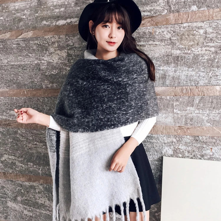 Winter Plaid Vintage Scarf Women Men Preppy Scarves Warm Pashmina Foulard Bufanda Male Mujer Thick Wrap Shawl