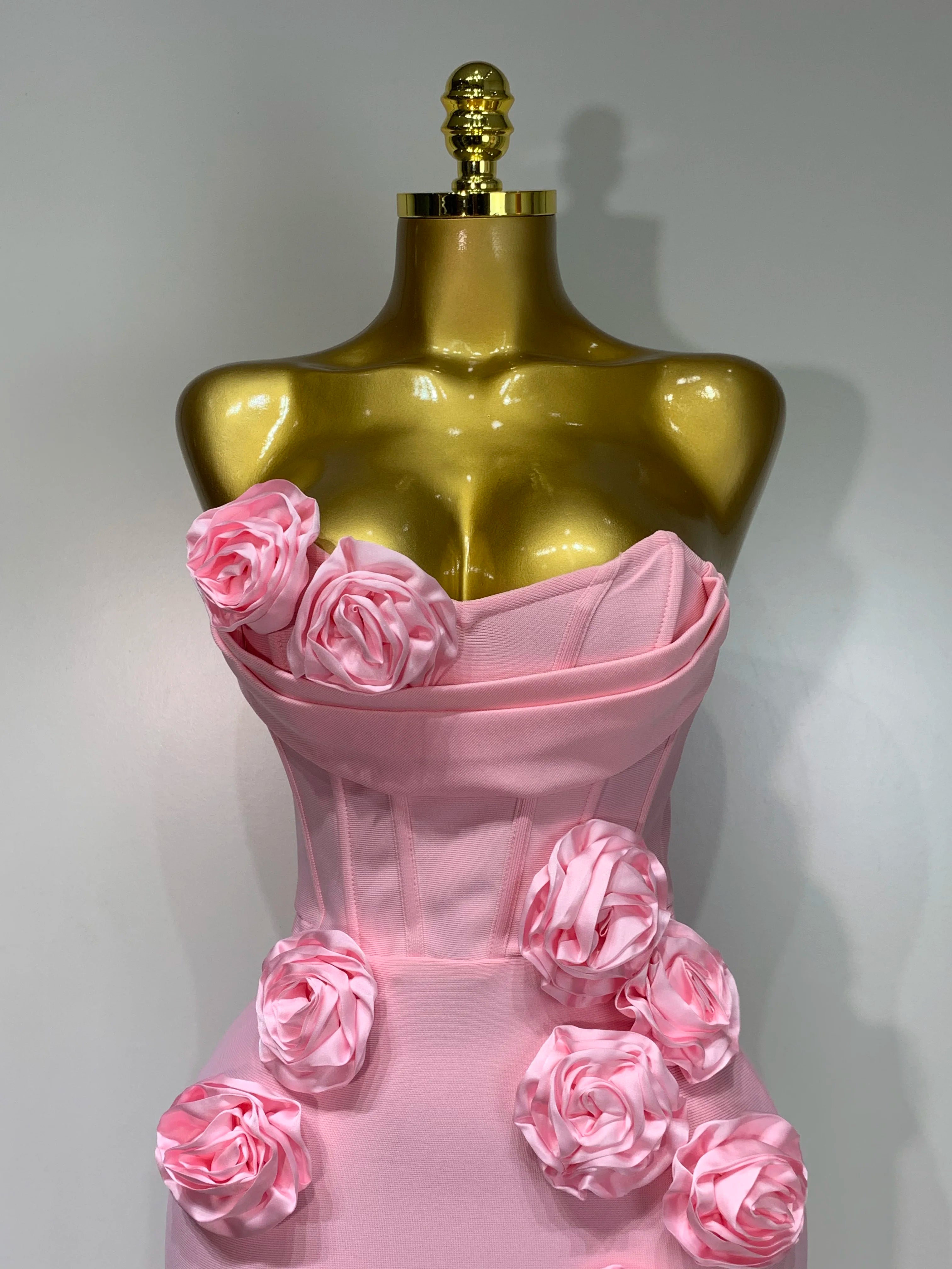 Women Celebrity Sexy Strapless Backless Flower Maxi Long Bodycon Bandage Dress 2025 Elegant Birthday Evening Club Party Dresses