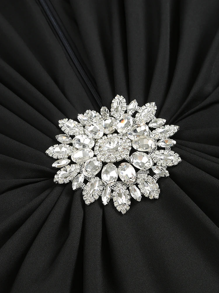 Black Maxi Dresses Women Sexy Deep V Neck Long Sleeves Gowns Runway Party Wear 2024 Spring New Fashion