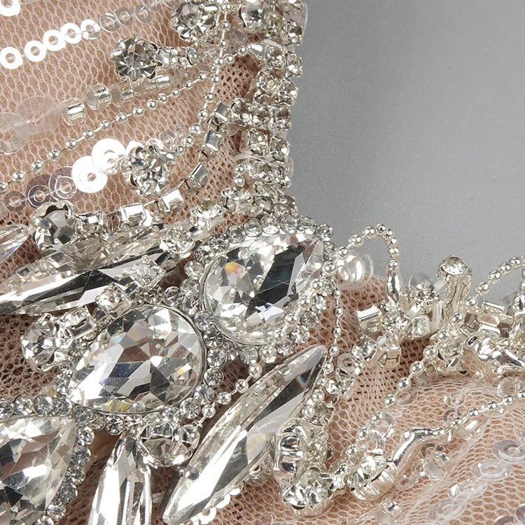 Glamorous Silver Sequin Spaghetti Strap Maxi Dress Gown with Cut-Out Detail and High Slit for Red-Carpet Galas