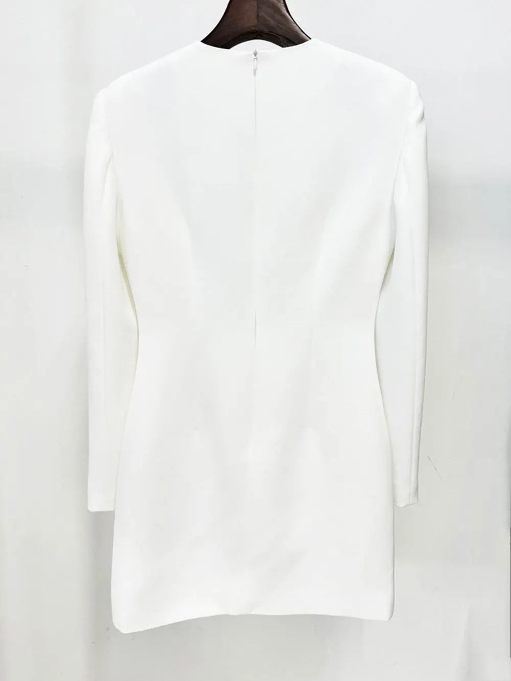 2024 New Women Sequined Bead Flower Elegant Dress O-Neck Long Sleeved Bodycon Mini White Dress Celebrity Cocktail Party Vestidos