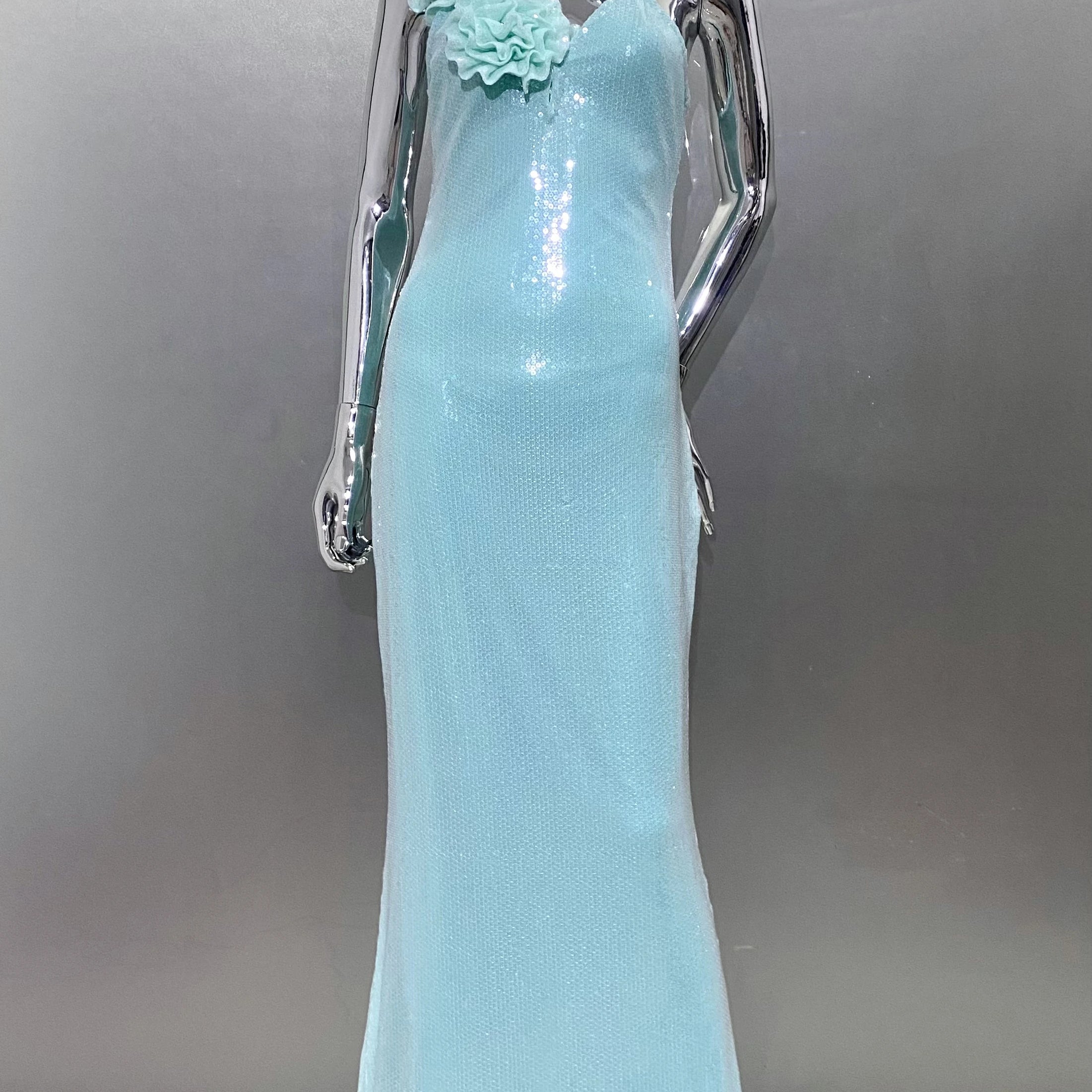 2024 Summer Mint Green Sequins Spaghetti Strap Ankle Length Dress Graceful Woman Evening Party Dress Holiday Vocation Outfit Mint