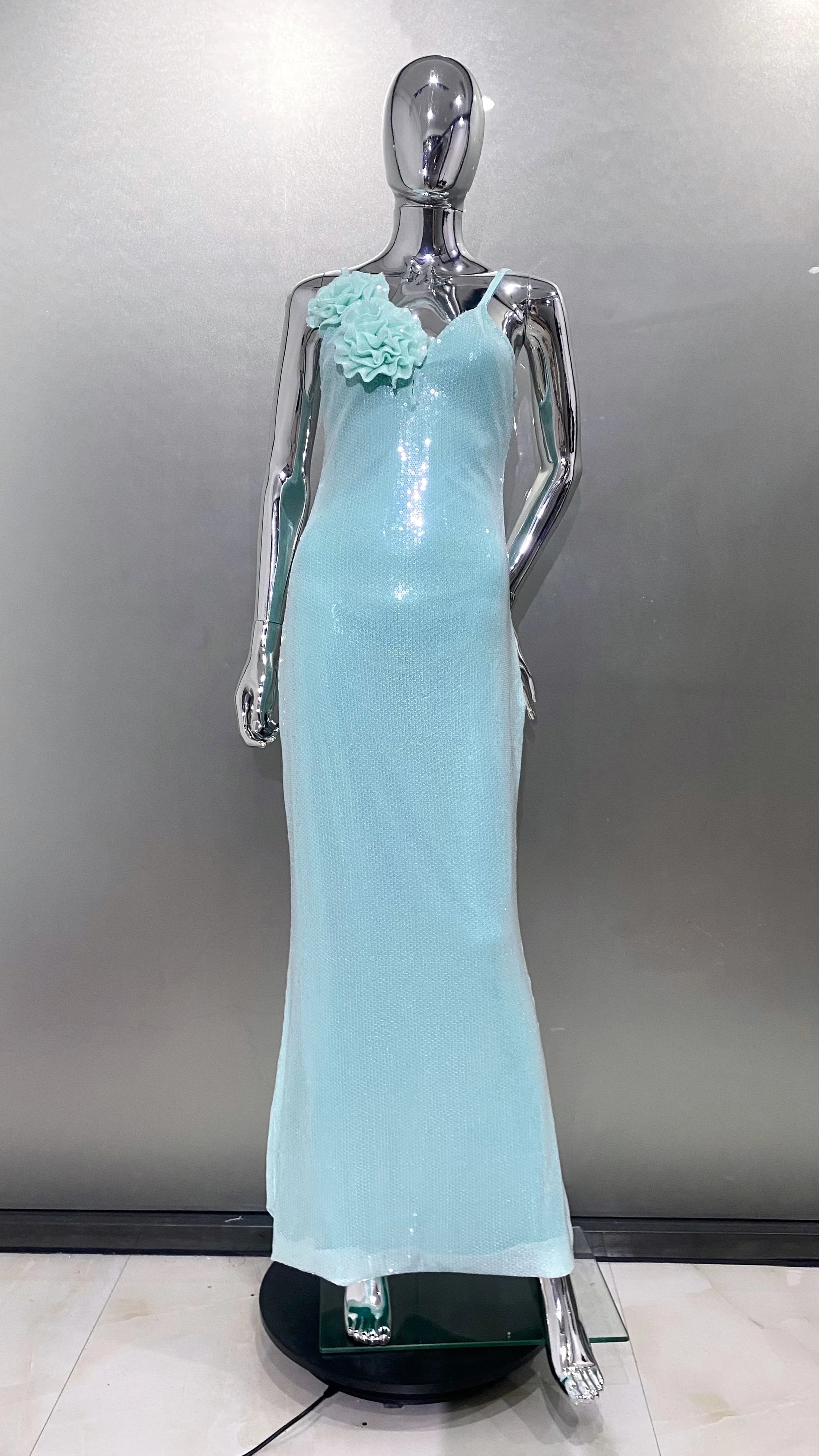 2024 Summer Mint Green Sequins Spaghetti Strap Ankle Length Dress Graceful Woman Evening Party Dress Holiday Vocation Outfit Mint