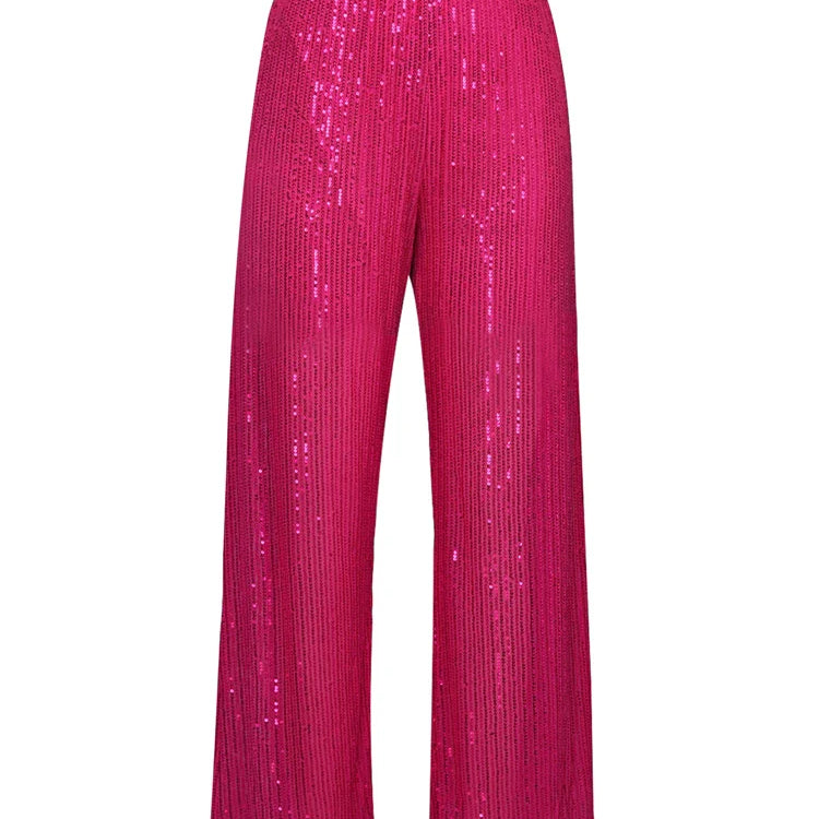 Tossy Sparkly Two-piece Set Party Outfits For Womens Sequin Top Blouse Shirt And Pants Suit Female Luxury Evening Tracksuit New Barbie trousers