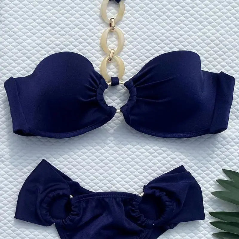 Summer Push Up Bikini Sets Solid Women's Swimsuit Vintage Print Swimwear Vacation Bathing Suit Sexy Summer Outfits Beachwear 20