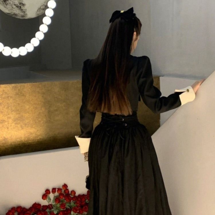 Spring New Elegant 2 Piece Sets Womens Vintage Black Blazer Skirts Suit Femme Outfits Autumn Korean Fashion y2k Clothes