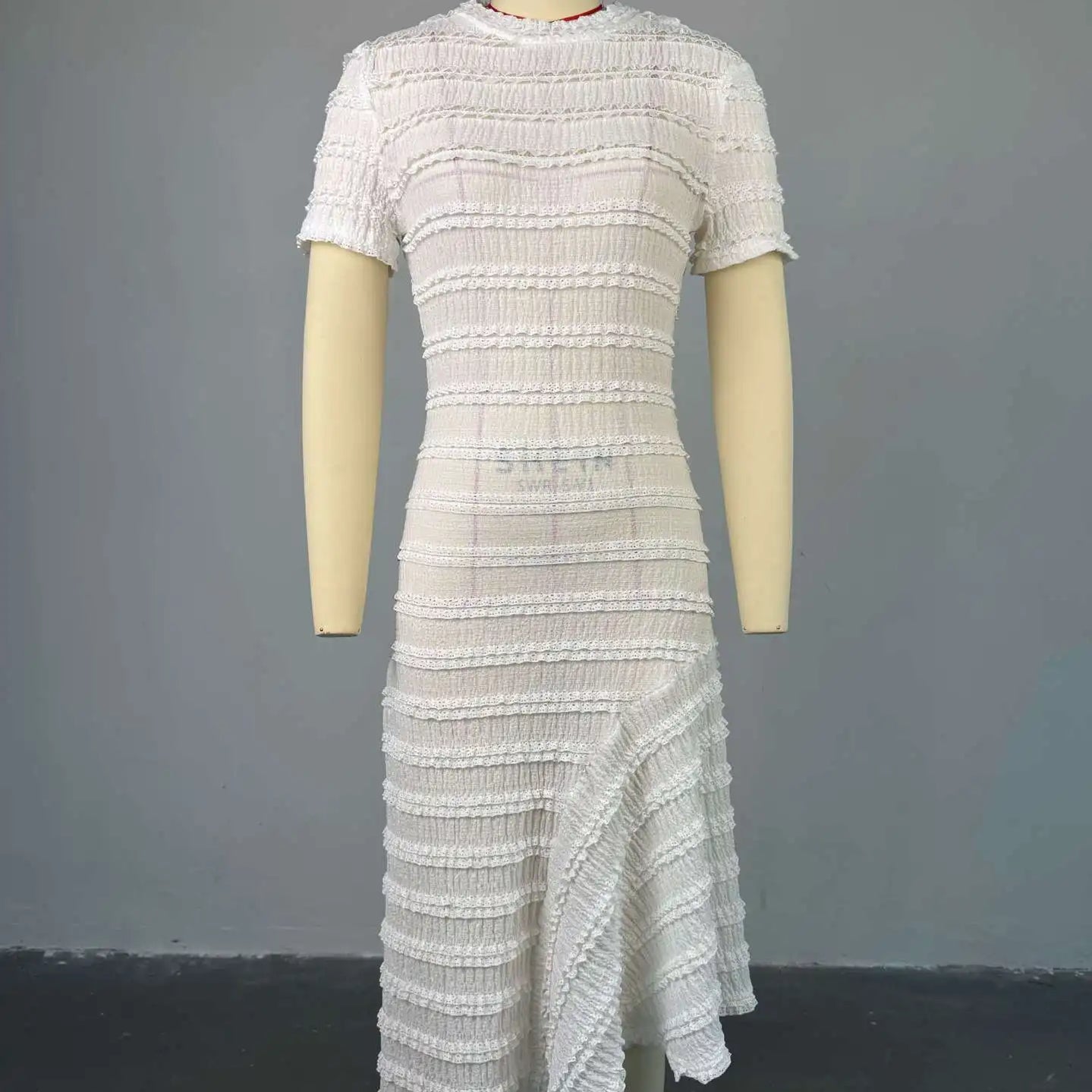 Women Short Sleeve O-neck Big Swing Elastic Dress 2025 Sweet Elegant Sexy Birthday Beach Night Party Vestidos Dresses