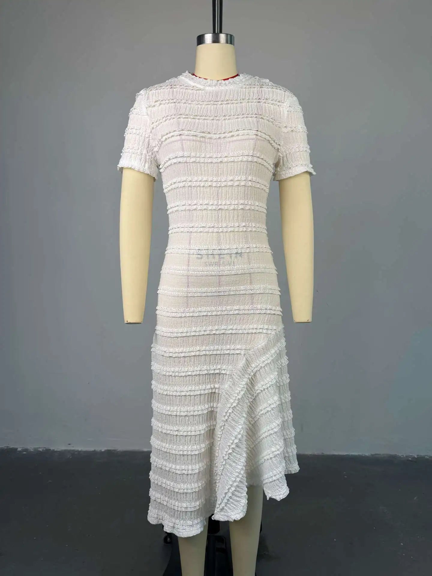 Women Short Sleeve O-neck Big Swing Elastic Dress 2025 Sweet Elegant Sexy Birthday Beach Night Party Vestidos Dresses