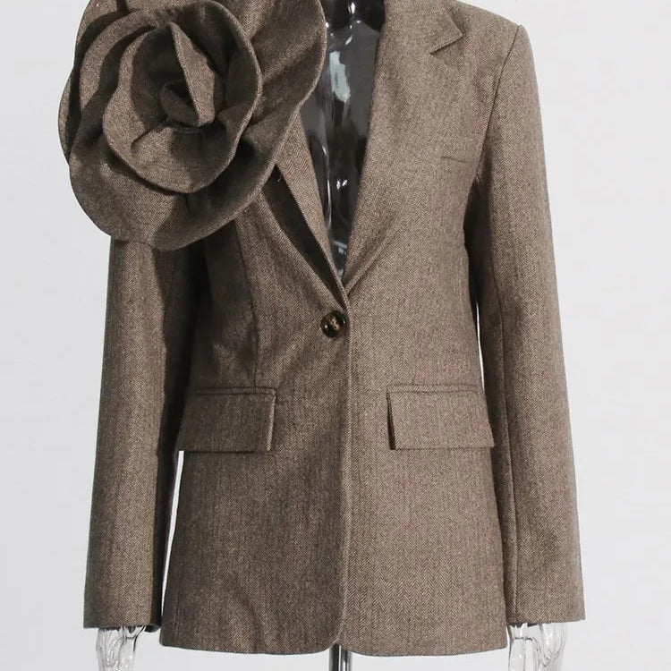 Patchwork Appliques Blazer For Women Notched Collar Long Sleeve Spliced Button Detachable Blazers Female Fashion