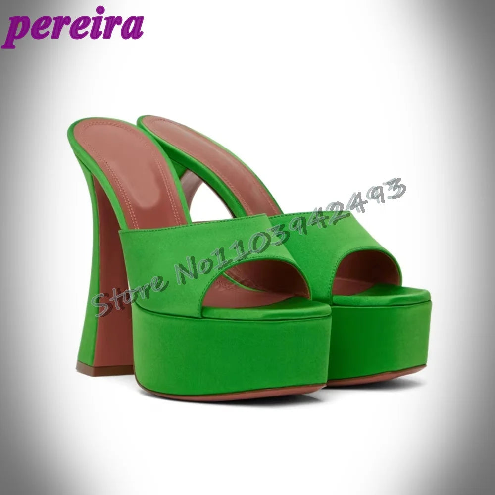 Black Velvet Platform Sandals Square Chunky Heels Women's High Heel Shoes for Party Wedding Female Dress Shoe Platform Sandals w green