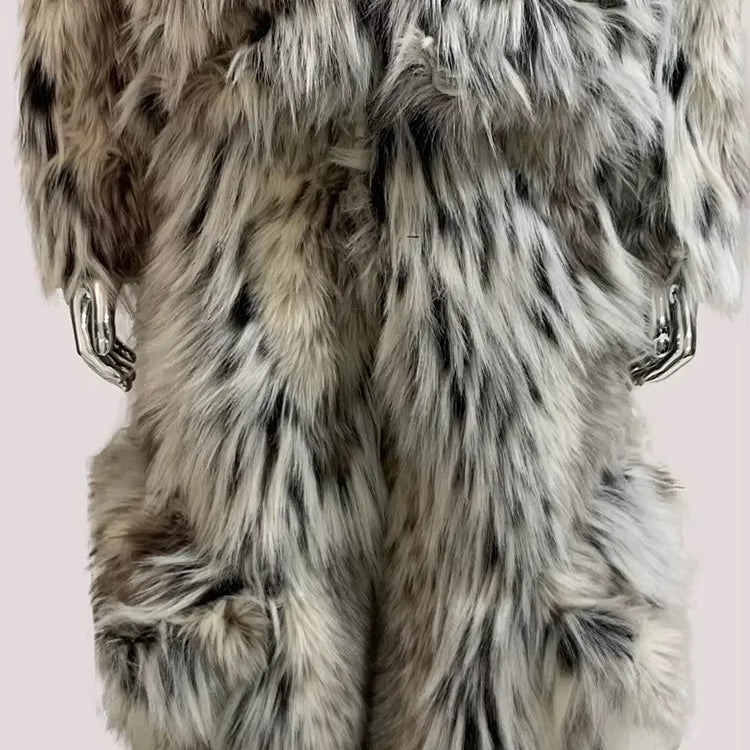 Mauroicardi Winter Long Colorful Thick Warm Hairy Fluffy Faux Fox Fur Wide Leg Pants Men Luxury Designer Emo Clothes Streetwear