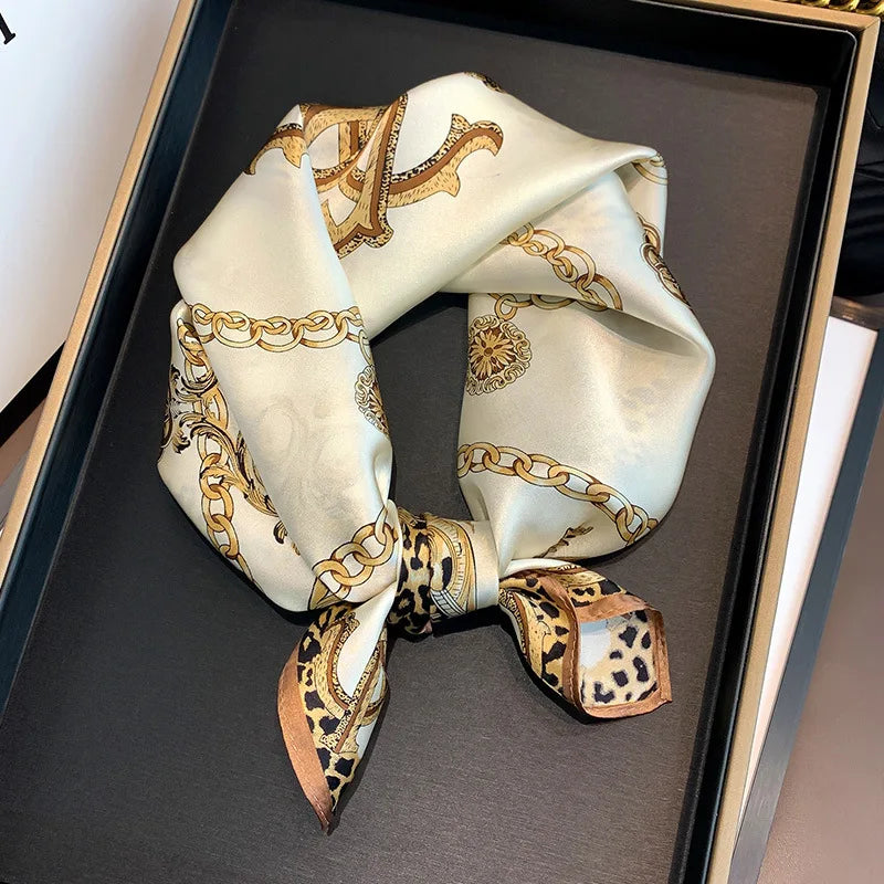 53cm Pure Silk Scarf Women Square Scarves Foulard Hairbands Lady Luxury Designer Female Bandana Neck Kerchief Ties Bandana Hijab