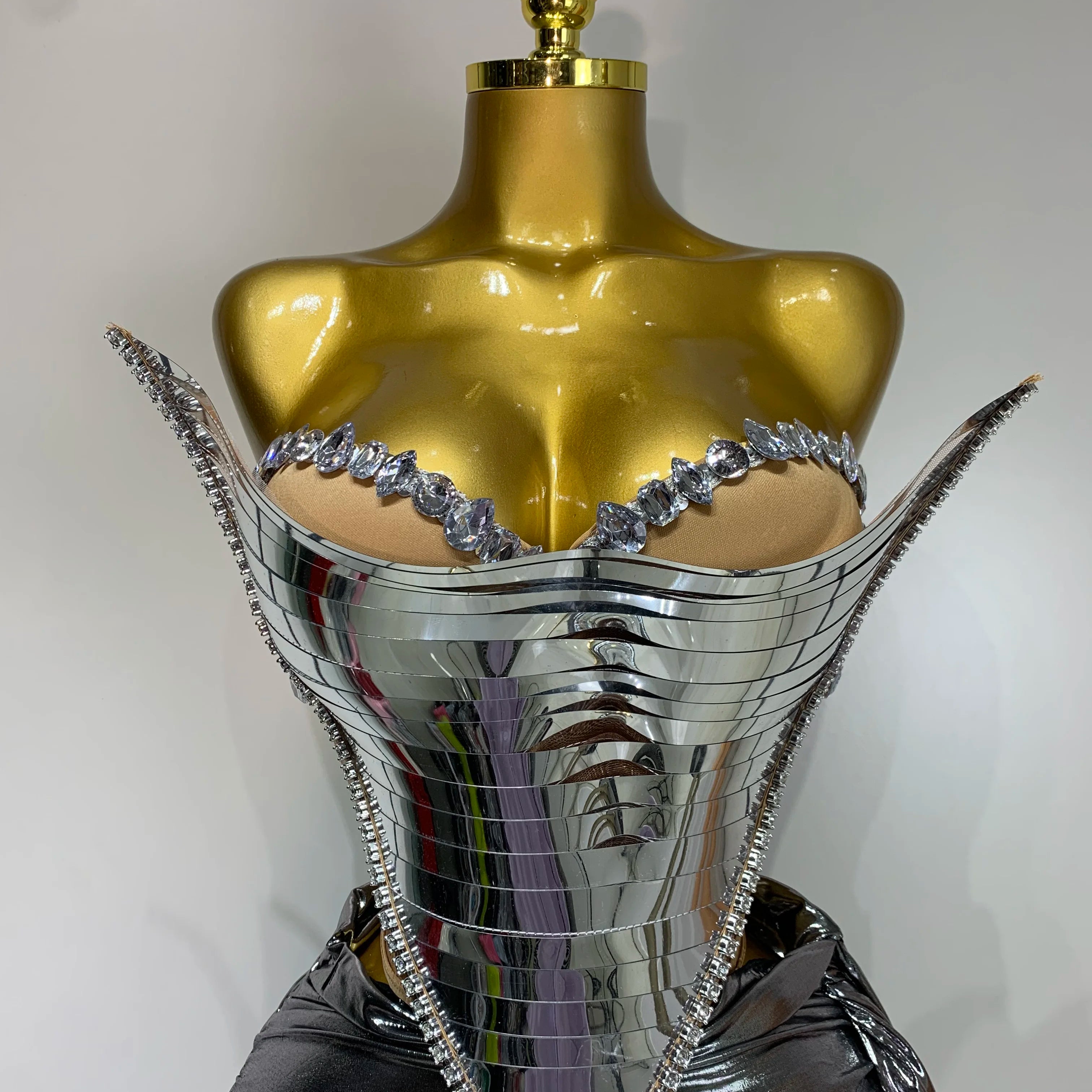 Sparkly Sliver Sequin Sexy Top Two Pieces Set Women Celebrate Party Luxury Birthday NightClub Performance Dancer Stage Outfit