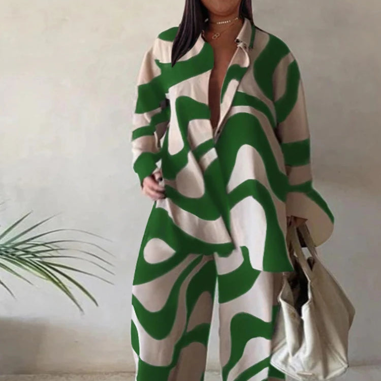 2 Piece Sets Outfits Loose T-shirt Long Pants Casual Elegant Woman Sets Female Fashion Suits Plus Size Dropshipping Wholesale green