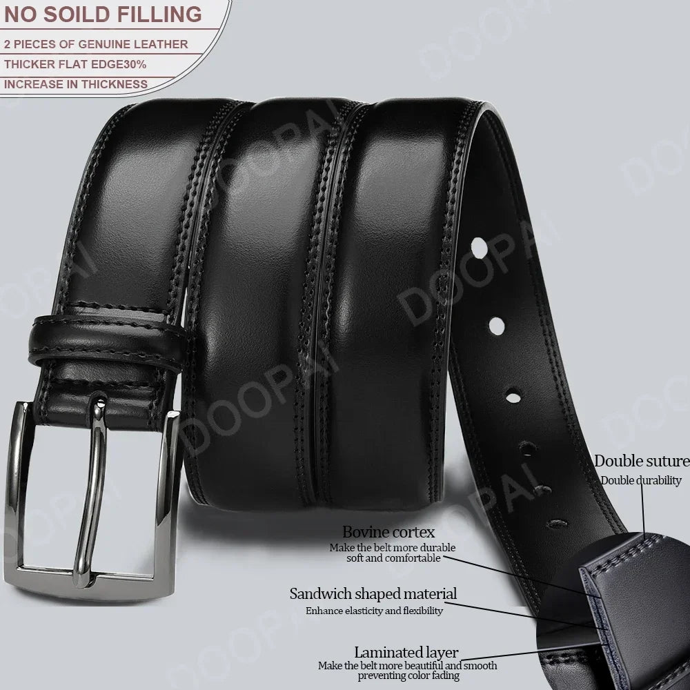 Men Belts Genuine Leather LONG Large Pin Buckle Metal Automatic Buckle Male Belts Strap Male