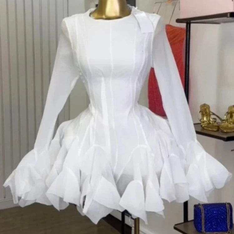 CM.YAYA Women flare long sleeve Printed Big Swing Ball Gown Dress 2025 Summer Holiday Night Club Party Vestidos Sexy Dresses