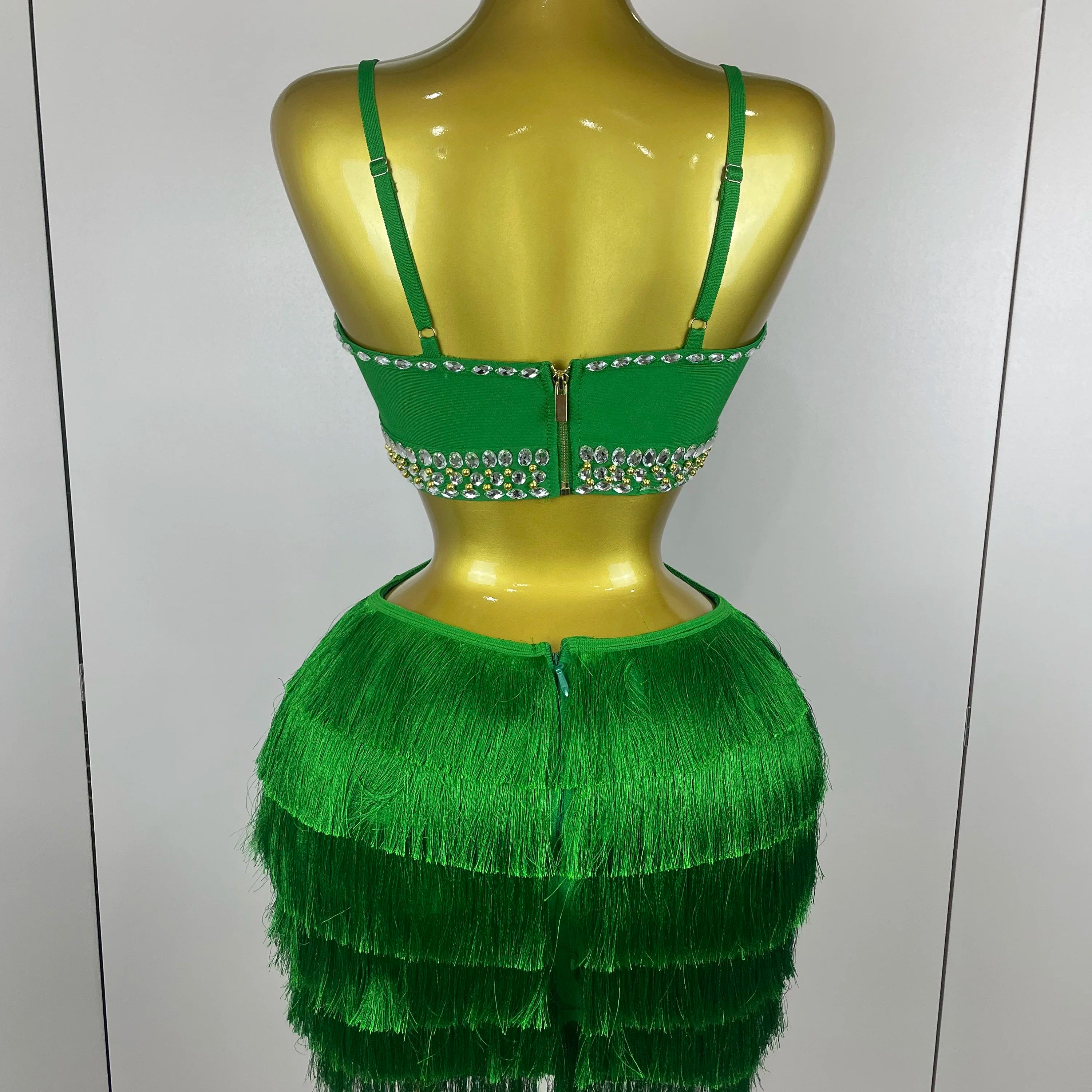 2025 Women Sexy Green Sling Backless Dress Bodycon Bandage Dress Celebrity Elegant Evening Club Luxury Birthday Party Dresses