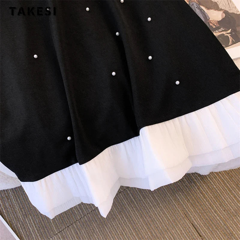 Women Sexy Casual Sleeveless Round Neck Patchwork Dresses Summer Luxury Loose Fit High Waist Dot Print Camisole Dress