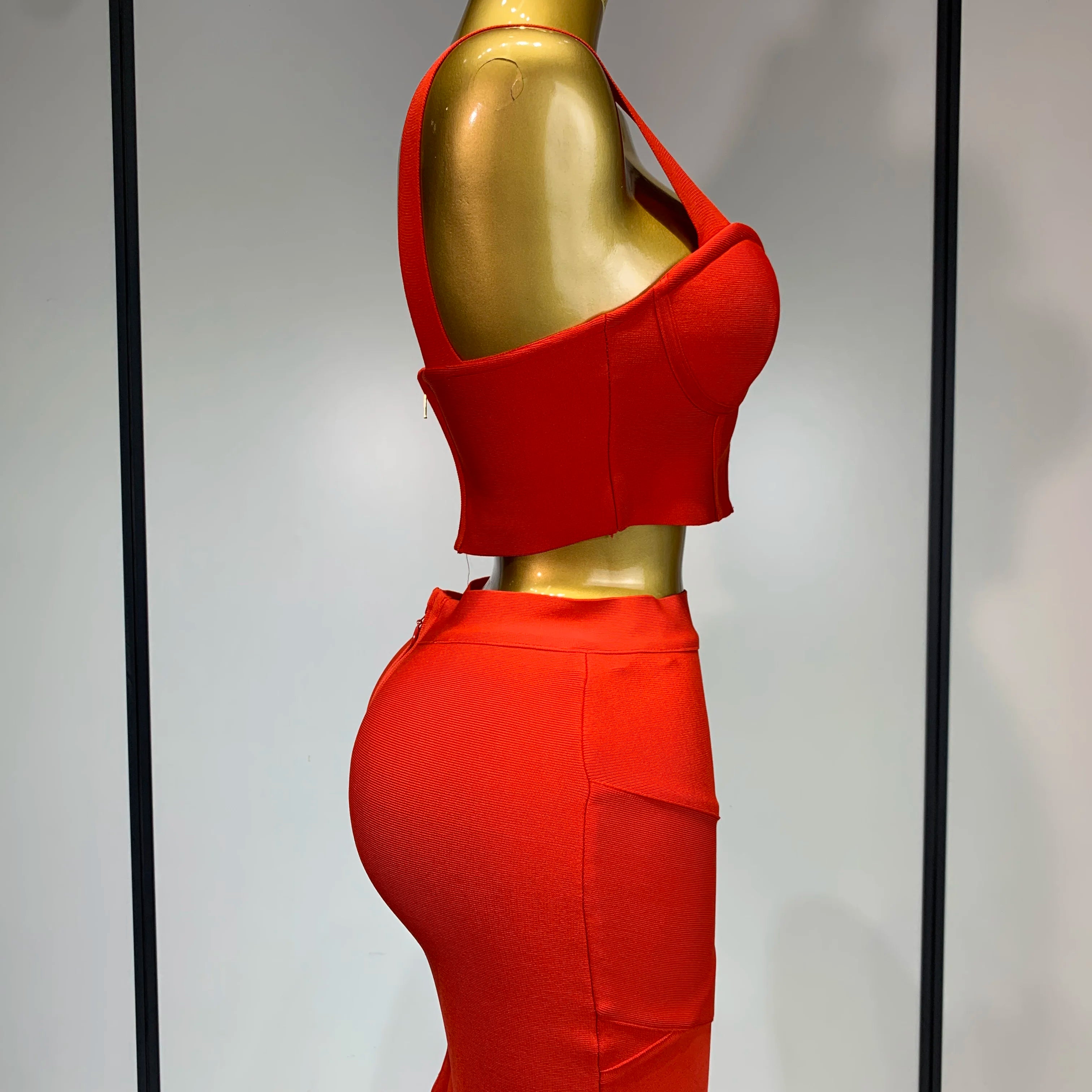 Women Sexy Backless Top Short Skirt Bodycon Bandage Two Pieces Sets 2025 Evening Party Luxury Birthday Outfit Nightclub Suits