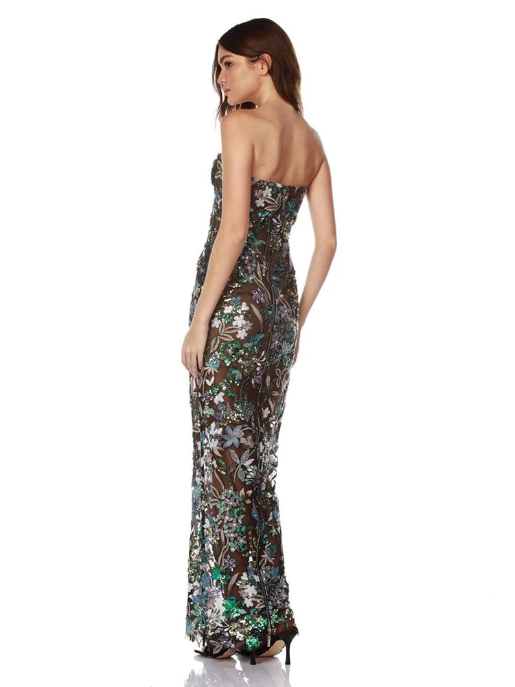 Celebrity Party Dresses For Women 2024 Summer Holiday Wear Sexy Sleeveless Embroidery Design Long Gowns