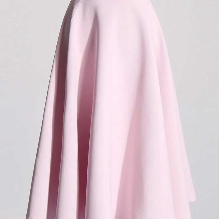 Elegant Two Piece Set For Women Shawl Collar Long Sleeve Spliced Appliques Top High Waist A Line Skirt Slim Sets PINKSKIRT