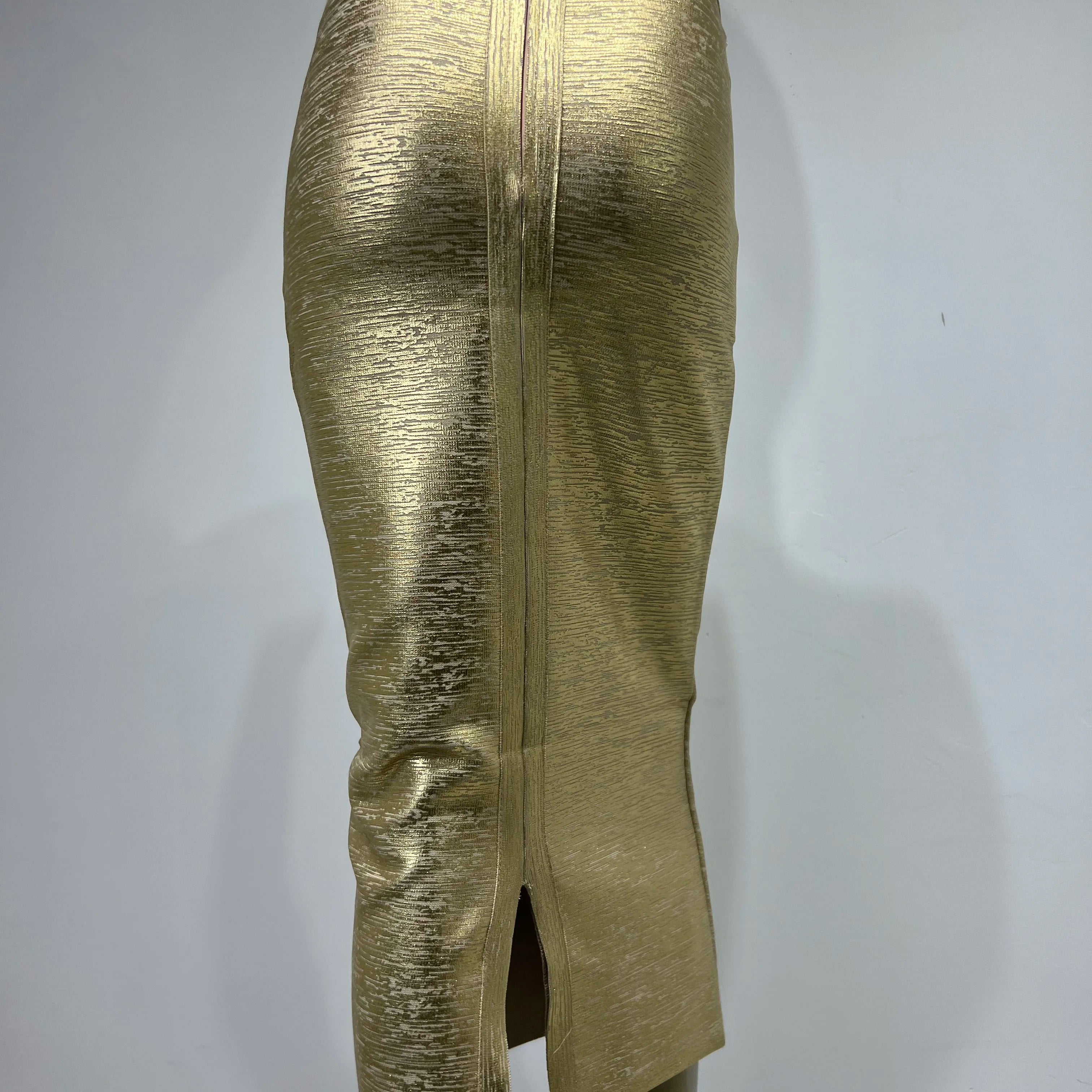 Women Summer Skirt Sexy Silver Gold Bronzing Midi Bandage Skirt High Street Designer Skinny Party Midi Pencil Skirts 78cm