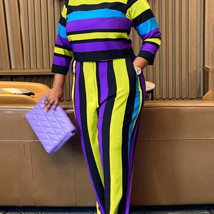 Curvy Woman Clothes Plus Size Autumn 2 Piece Outfit Set Elegant Pants and Blouse Set Ladies Casual Outfits Yellow