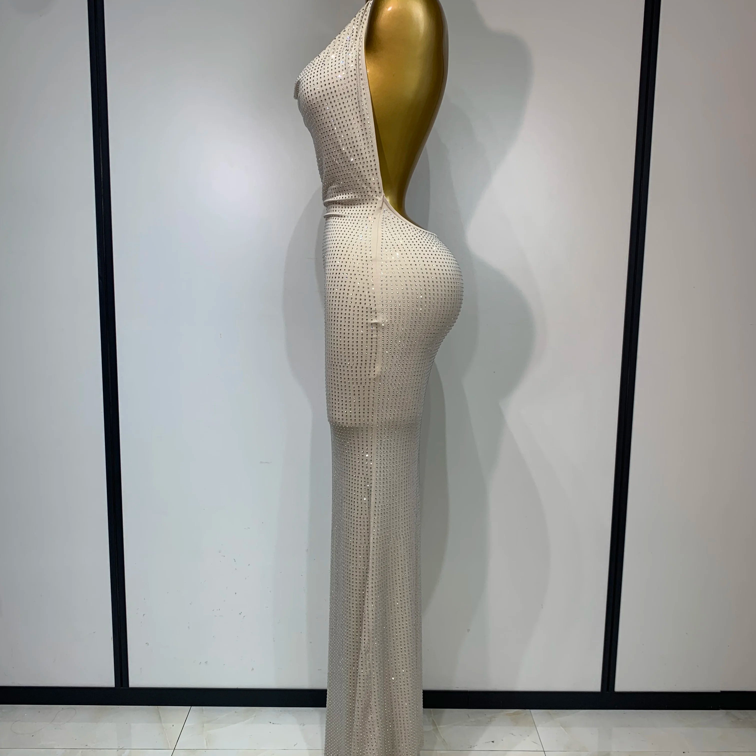 Sexy Backless Bodycon Dress Women Eegant Birthday Evening Party Dresses Luxury Formal Prom Dresses Sparkly Nightclub Vestidos