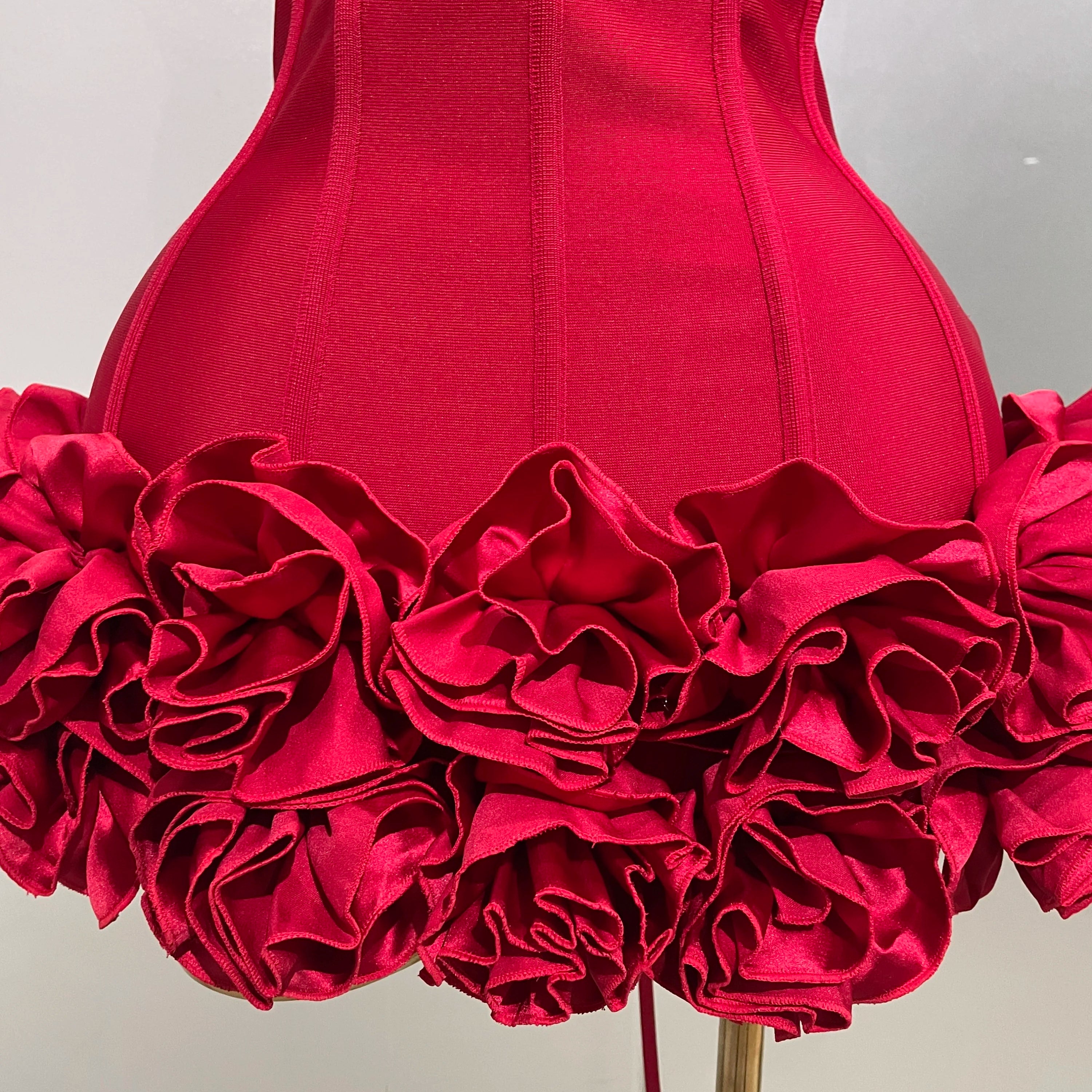 2025 Sexy Evening Bandage Dress Strapless Bodycon Flowers Mini Celebrity Women Birthday Party Dress Photo Shoot Nightclub Outfit