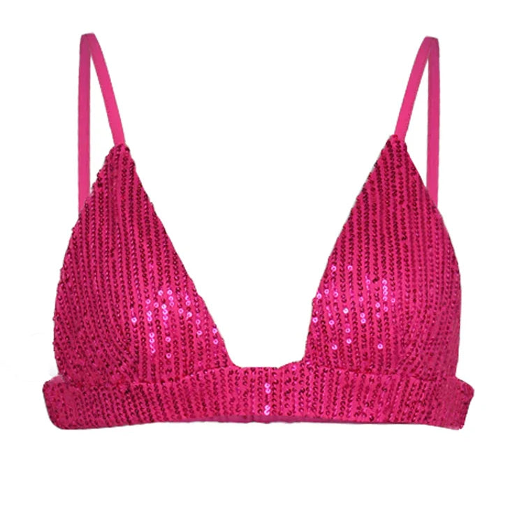 Tossy Sparkly Two-piece Set Party Outfits For Womens Sequin Top Blouse Shirt And Pants Suit Female Luxury Evening Tracksuit New Barbie bra