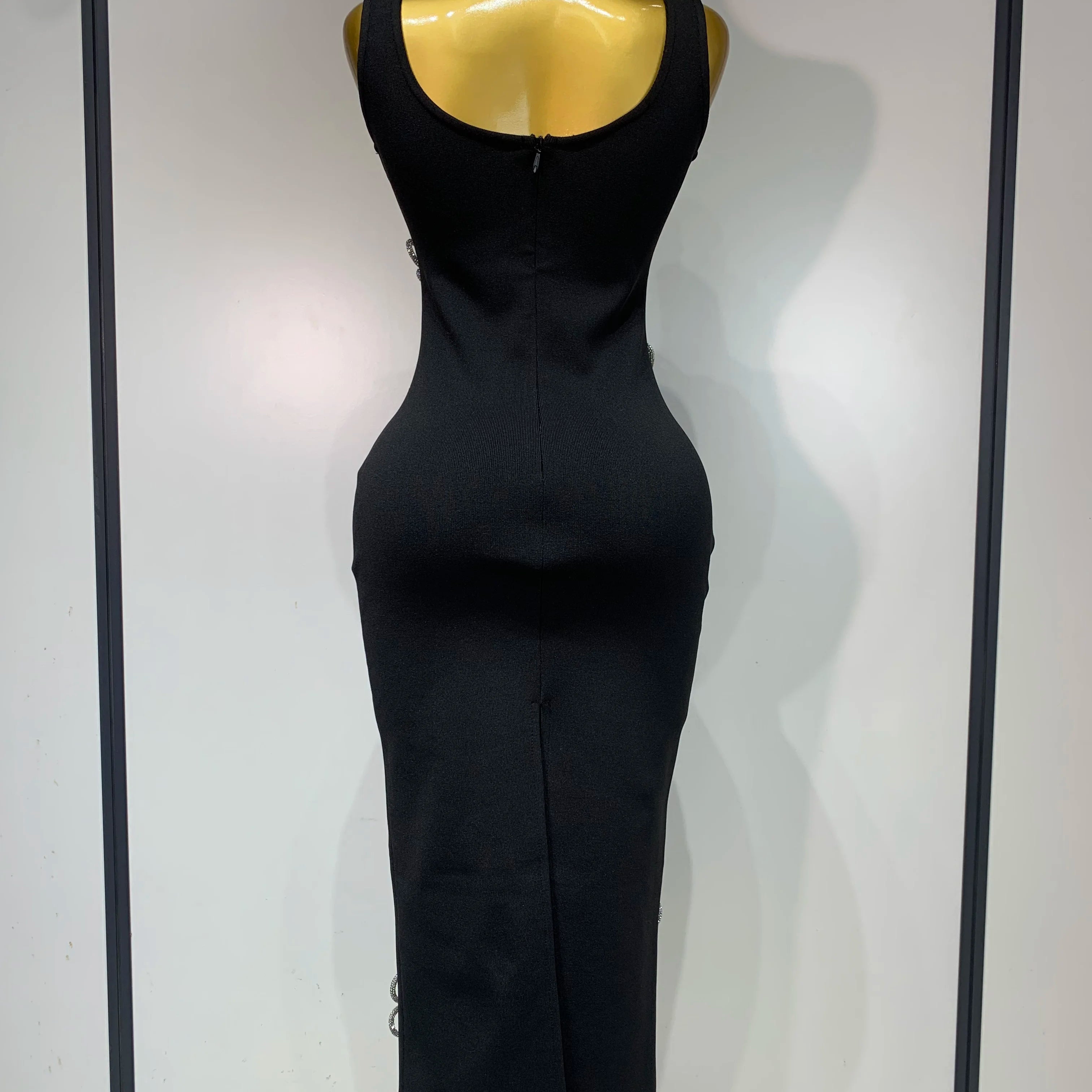 Women Celebrity Sexy Diamonds Flower Black Long Bodycon Bandage Dress 2025 Elegant Evening Club Party Luxury Birthday Dresses