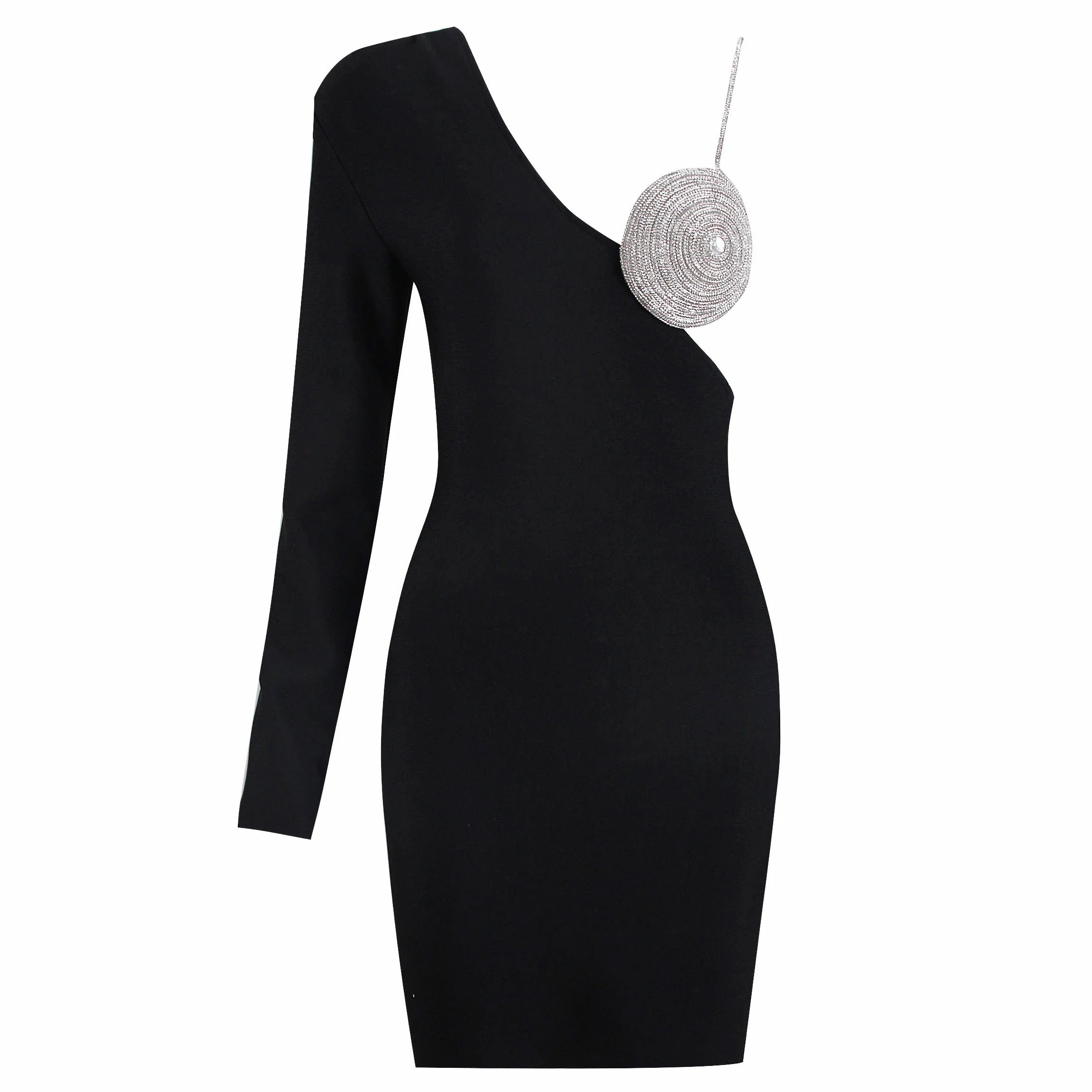 Factory Wholesale Women's Black Spaghetti Strap Rhinestones Mini Sexy Boutique Celebrity Cocktail Party Bandage Dress black