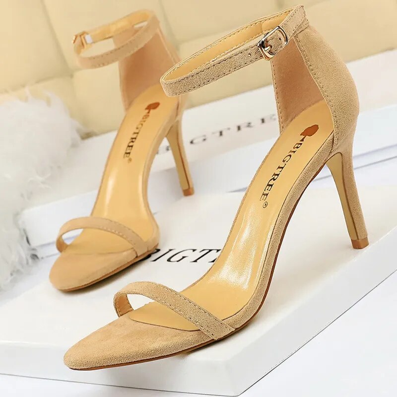 Shoes Summer Women Sandals Suede Hollow High Heels Stiletto Fashion Sandles Women Heels Ladies Shoes Women's Sandals