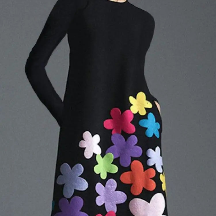 Bohohipei New Spring Summer Long Sleeve Casual Thin Dress Women Spring Summer Fashion Colorful Flowers Printed Maxi Dresses