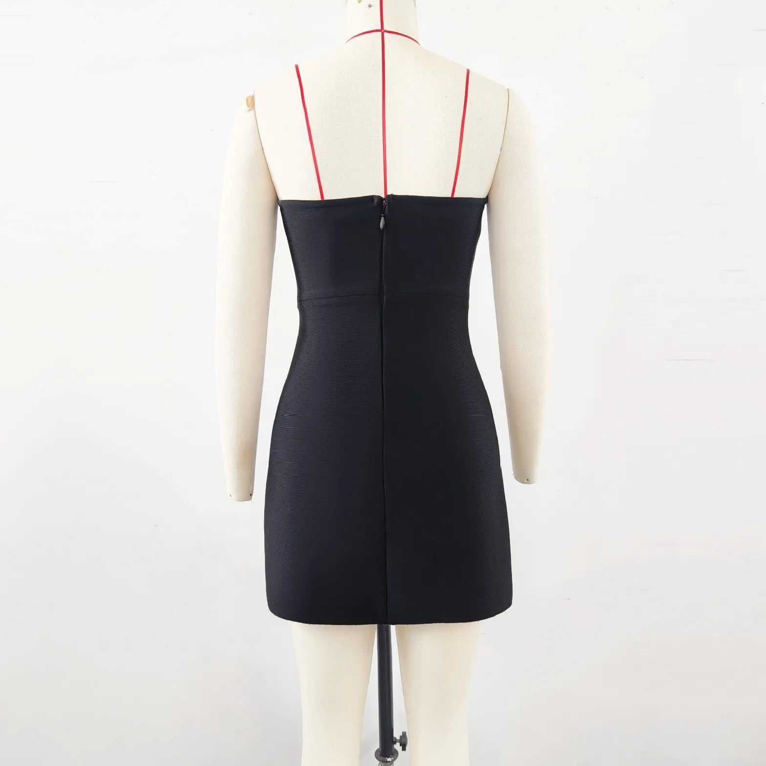 2025 New Spring Black Color Women Sexy Strapless Colorful Crystal Bodycon Mini Bandage Dress Nightclub Party Celebrate Outfit